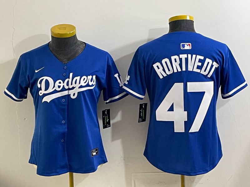Youth 2025 Los Angeles Dodgers #47 Rortvedt Blue Game Nike MLB Jersey style 001->youth mlb jersey->Youth Jersey